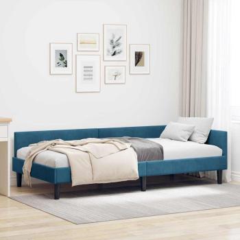ARDEBO.de - Eckbettgestell Blau 80 x 200 cm Samt und Engineered Holz
