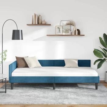Eckbettgestell Blau 80 x 200 cm Samt und Engineered Holz
