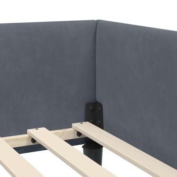 Eckbettgestell mit Kopfteil Dunkelgrau 80 cm x 200 cm Samt