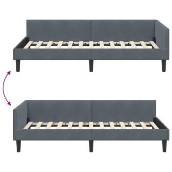 Eckbettgestell mit Kopfteil Dunkelgrau 80 cm x 200 cm Samt