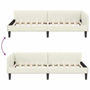 Eckbettgestell Creme 80 x 200 cm Samt und Engineered Holz