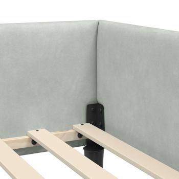 Eckbettgestell Hellgrau 90 x 190 cm Samt und Engineered Holz