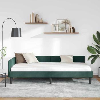 Eckbettgestell Dunkelgrün 90 x 190 cm Samt und Engineered Holz