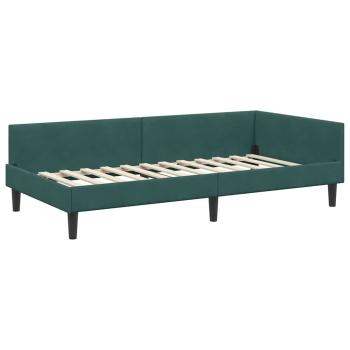 Eckbettgestell Dunkelgrün 90 x 190 cm Samt und Engineered Holz