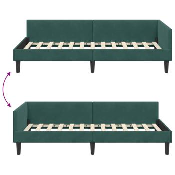 Eckbettgestell Dunkelgrün 90 x 190 cm Samt und Engineered Holz