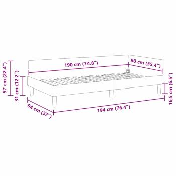 Eckbettgestell Rosa 90 x 190 cm Samt und Engineered Holz