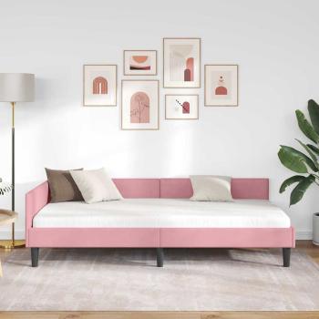 Eckbettgestell Rosa 90 x 190 cm Samt und Engineered Holz