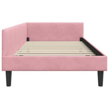 Eckbettgestell Rosa 90 x 190 cm Samt und Engineered Holz