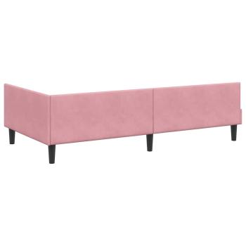 Eckbettgestell Rosa 90 x 190 cm Samt und Engineered Holz