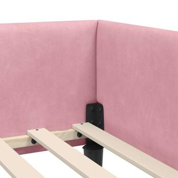 Eckbettgestell Rosa 90 x 190 cm Samt und Engineered Holz