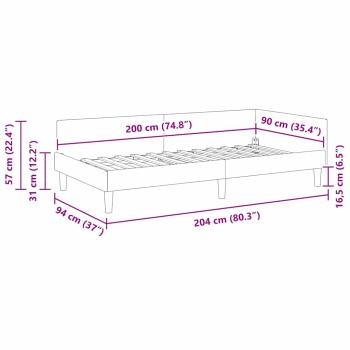 Eckbettgestell Rosa 90 x 200 cm Samt und Engineered Holz