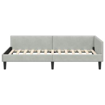 Eckbettgestell mit Kopfteil Hellgrau 100 cm x 200 cm Samt