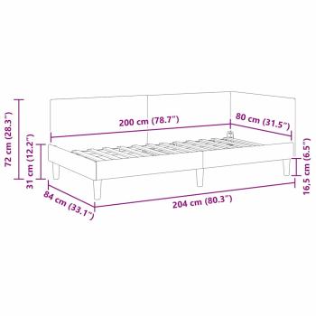 Eckbettgestell Weinrot 80 x 200 cm Stoff und beschichtetes Holz