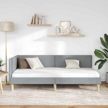 Eckbettgestell Hellgrau 90 cm x 190 cm Stoff und Sperrholz