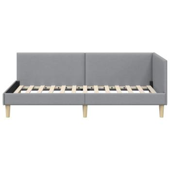 Eckbettgestell Hellgrau 90 cm x 190 cm Stoff und Sperrholz