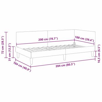 Eckbettgestell Creme 100 x 200 cm Stoff und beschichtetes Holz