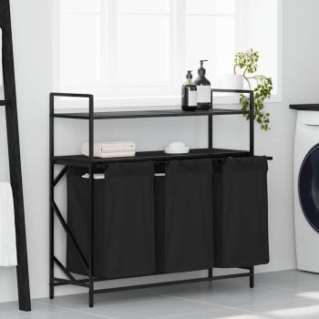 ARDEBO.de - Wäschekorb 3 Fächer mit Regalen Schwarze Eiche