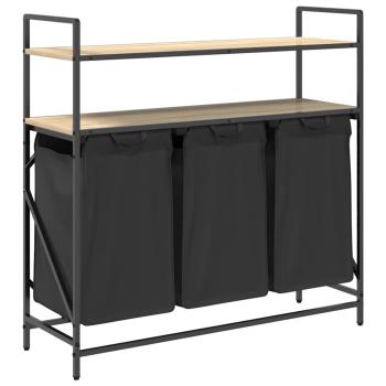 Wäschekorb 3 Fächer mit Ablagen Sonoma Eiche