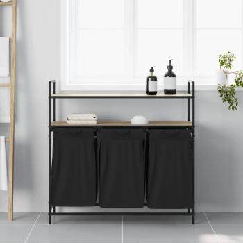 Wäschekorb 3 Fächer mit Ablagen Sonoma Eiche