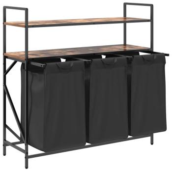 Wäschekorb 3 Fächer mit Ablagen Räuchereiche