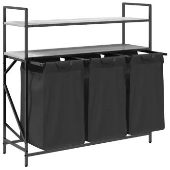 Wäschekorb 3 Fächer mit Ablagen Grau Sonoma