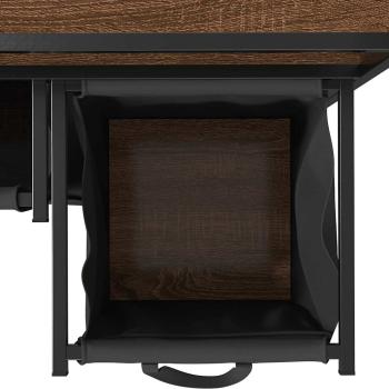 Wäschekorb 3 Fächer mit Ablagen Braune Eiche