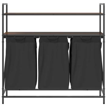 Wäschekorb 3 Fächer mit Ablagen Braune Eiche