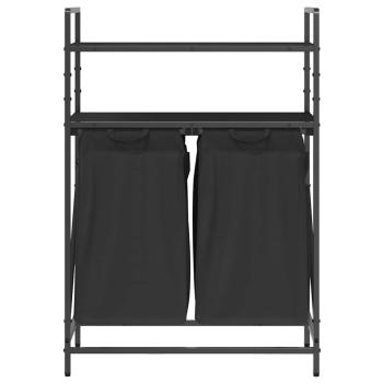 Wäschekorb 2 Fächer mit Ablagen Schwarze Eiche