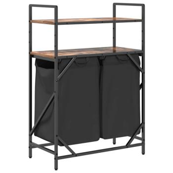 Wäschekorb 2 Fächer mit Ablagen Räuchereiche