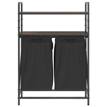 Wäschekorb 2 Fächer mit Ablagen Braune Eiche