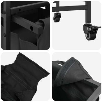 Wäschekorb 3 Fächer mit Rädern Schwarze Eiche