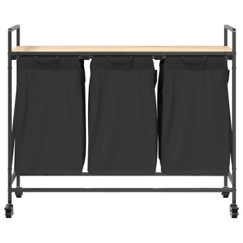 Wäschekorb 3 Fächer mit Rollen Sonoma Eiche