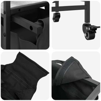 Wäschekorb 3 Fächer mit Rollen Grau Sonoma