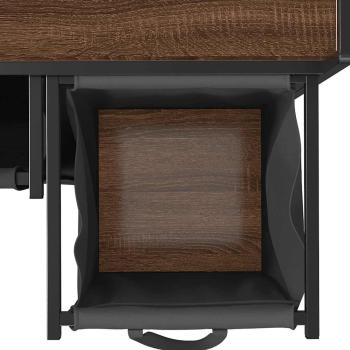 Wäschekorb 3 Fächer mit Rollen Braune Eiche