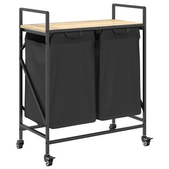 Wäschekorb 2 Fächer mit Rollen Sonoma Eiche