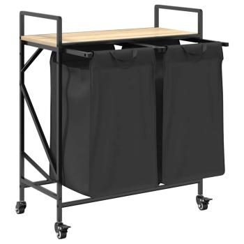 Wäschekorb 2 Fächer mit Rollen Sonoma Eiche