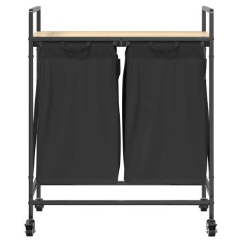 Wäschekorb 2 Fächer mit Rollen Sonoma Eiche