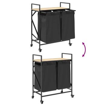 Wäschekorb 2 Fächer mit Rollen Sonoma Eiche