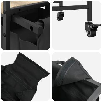 Wäschekorb 2 Fächer mit Rollen Sonoma Eiche