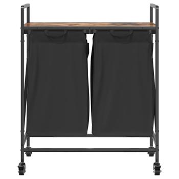 Wäschekorb 2 Fächer mit Rollen Räuchereiche