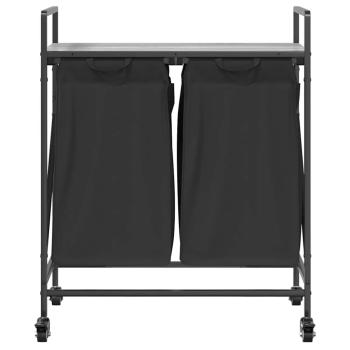 Wäschekorb 2 Fächer mit Rollen Grau Sonoma