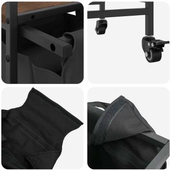 Wäschekorb 2 Fächer mit Rädern Braune Eiche