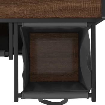 Wäschekorb 2 Fächer mit Rädern Braune Eiche