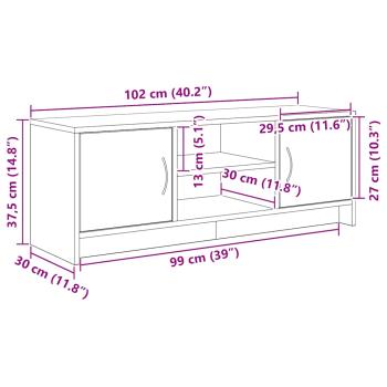 TV-Schrank Eiche schwarz 102x30x37,5 cm Holzwerkstoff