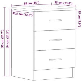 Nachttisch aus schwarzer Eiche, 38 x 35 x 55 cm, Holzwerkstoff