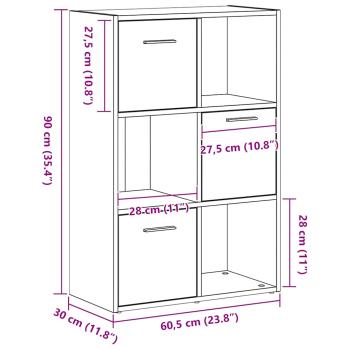 Bücherregal/Raumteiler Schwarze Eiche 60,5x30x90cm Holzwerkstoff