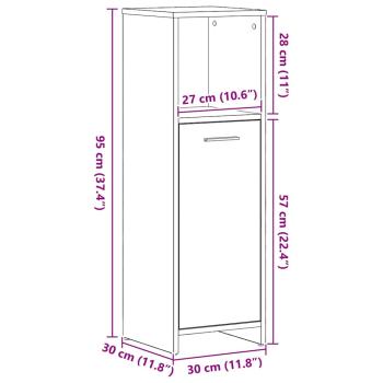 Badezimmerschrank aus schwarzer Eiche, 30 x 30 x 95 cm, Holzwerkstoff