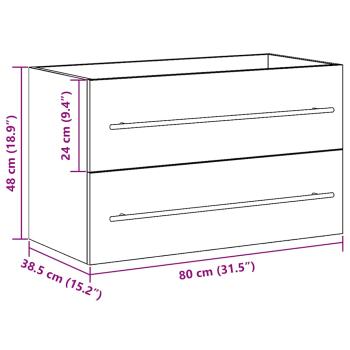 Waschbeckenunterschrank Eiche schwarz 80x38,5x48 cm Holzwerkstoff