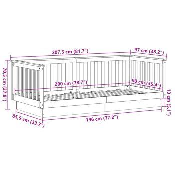 Tagesbett ohne Matratze 90x200 cm Massivholz Kiefer