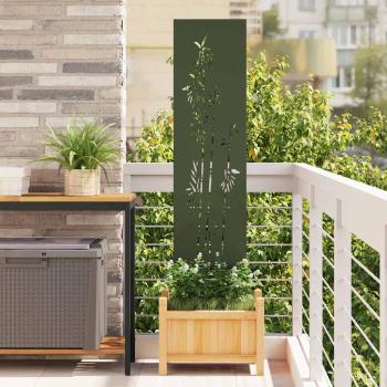 ARDEBO.de - Garten Sichtschutz-Leinwand Floral Olivgrün 32 x 140 cm